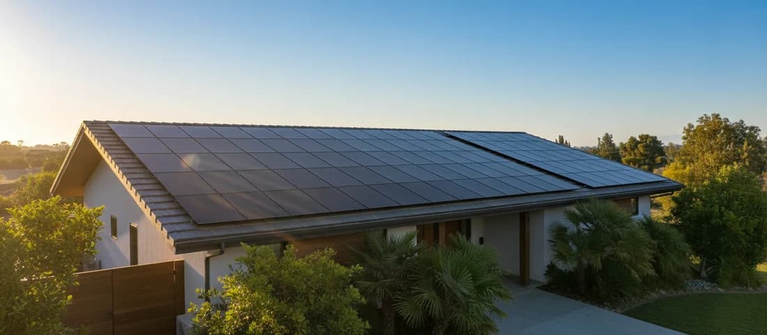太陽光パネルを設置した住宅の屋根